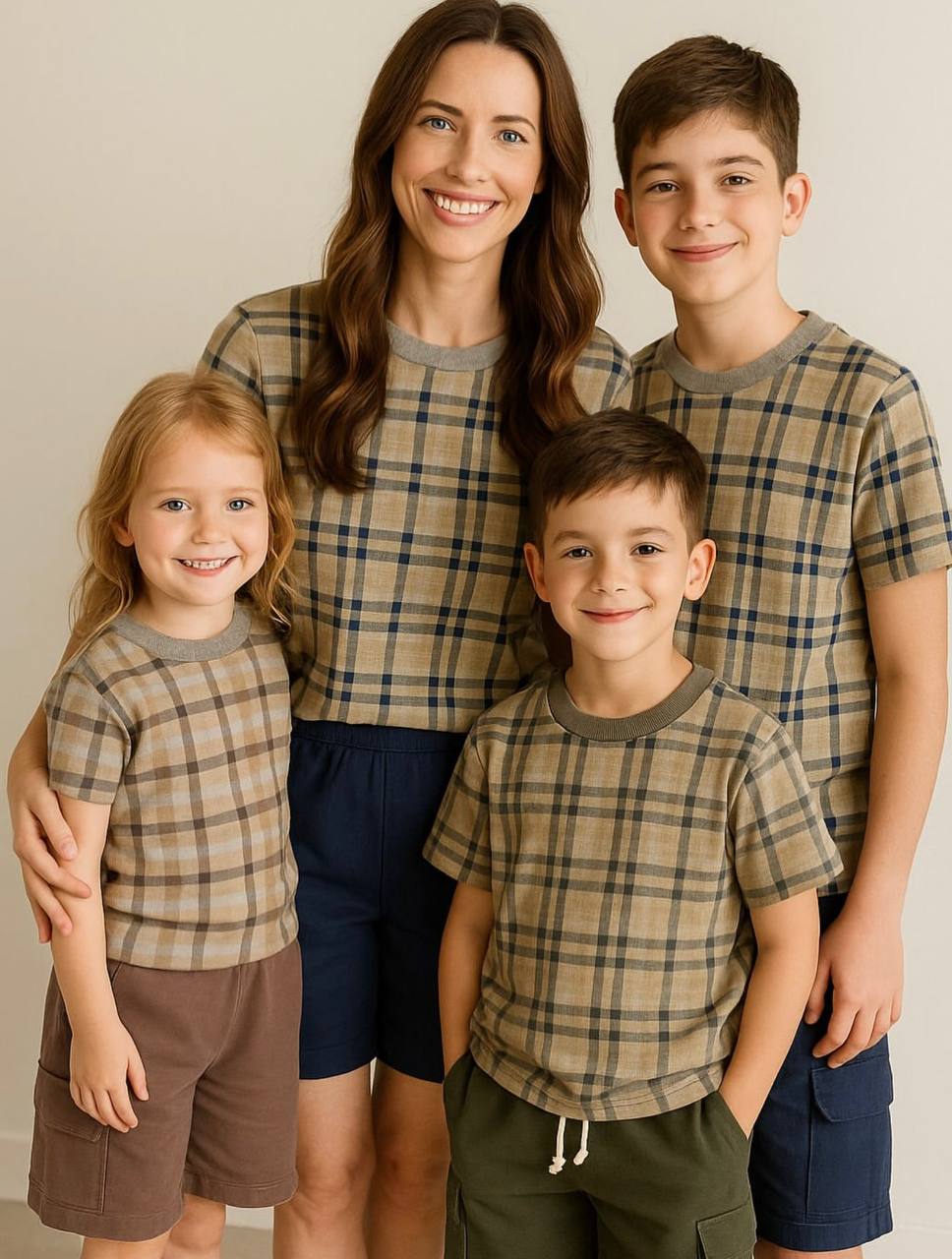 ست تیشرت شلوارک شطرنجی